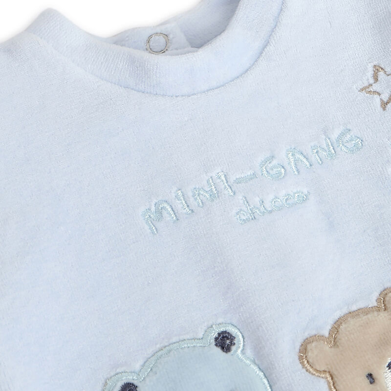 Boys Light Blue Printed Smock with Legging image number 4